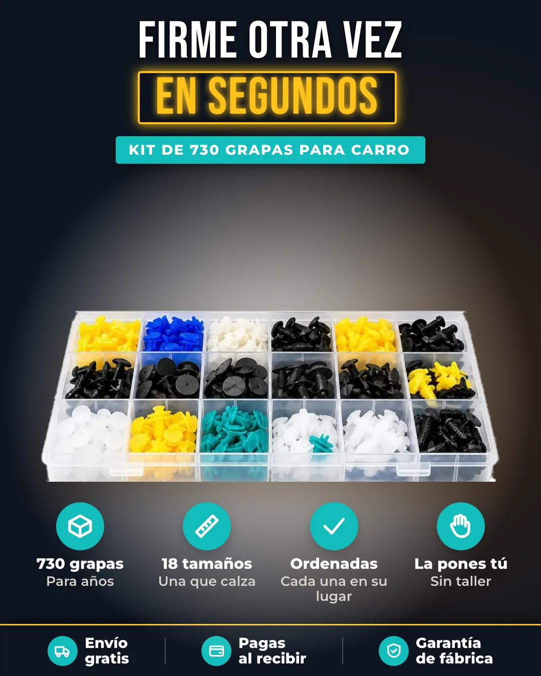 Kit de 730 grapas: 18 tamaños, todo ordenado y las pones tú