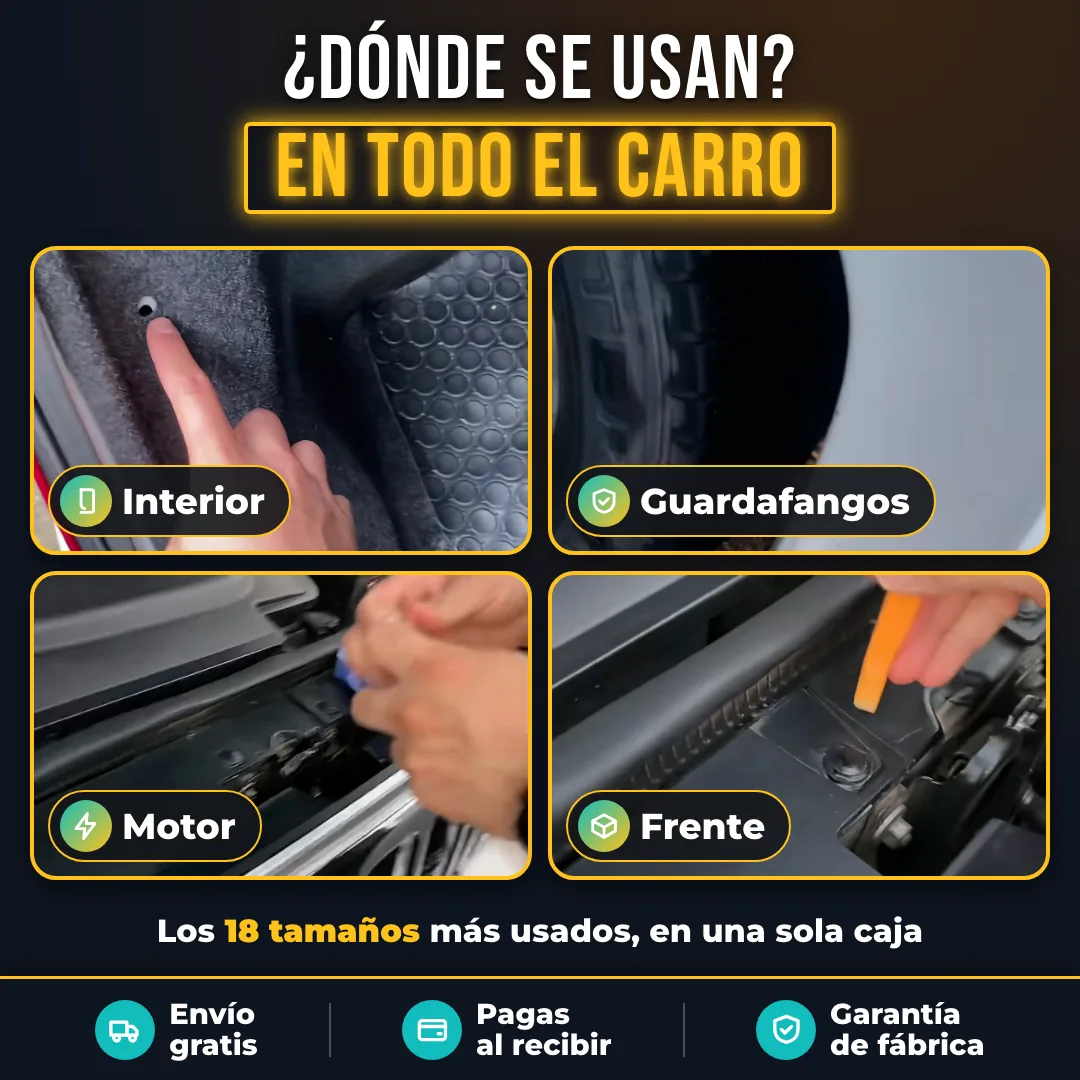 Dónde se usan las grapas: puertas, guardafangos, parachoques y motor